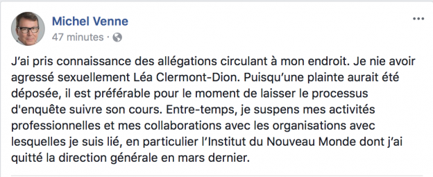 Le post de Lea Clermont-Dion et la réaction de Michel ...